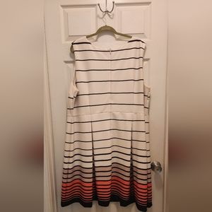 Lane Bryant dress, size 28, white, navy, orange stripes